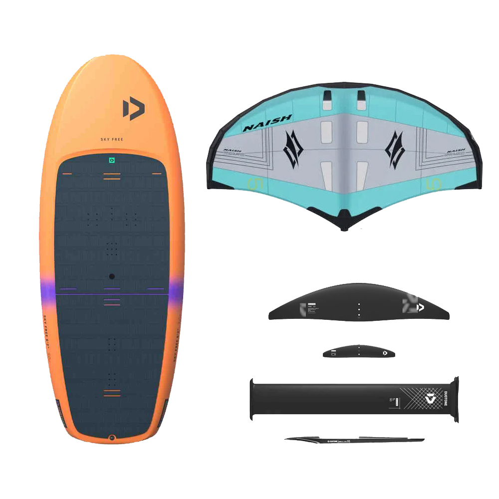 Duotone Sky Free DST Board & Free 2.0 Foil & Naish Windsurfer Package